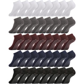 Chuarry 20 Pairs Grip Yoga Socks for Women Non Slip Pilates Socks Bulk Anti Skid Barre Ballet Socks(Classic Colors)