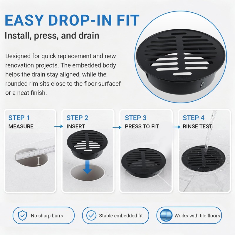 Round Floor Drain Cover,3.54" Stainless Steel Floor Drain,1Pcs