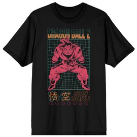Dragon Ball Z Son Goku Kaio Ken Grid Men's Black T-Shirt-Medium