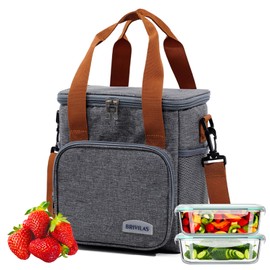 DHZMDS Bolsa del Almuerzo,Bolsa de almuerzo térmica para hombres y mujeres,Bolsa de almuerzo con aislamiento de gran capacidad tela Oxford A Prueba de Goteo, para oficinas, camping, Picnic (Gris)