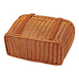 Plastic Sturdy Handwoven Wicker Shopping Basket with Handles, Large Capacity for Farmers Market, Picnic, Grocery - Multipurpose Storage for Kitchen & Outdoor (M)