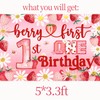 Berry First Birthday Decor for Girls Strawberry Birthday Backdrop Banner