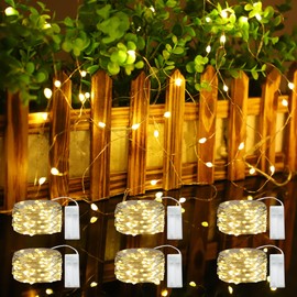 6 Pcs Fairy Lights Battery Operated, Christmas Tree Decor Twinkle Lights, 10 feet 30 LEDs String Lights, Flashing and Constant Light Modes, for Parties, Glass Bottle Decoration (Warm Color)