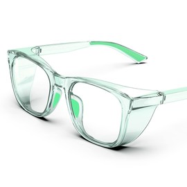 TOREGE Clear Safety Glasses with Side Protection, Anti-Fog and Scratch Resistant with Non-Slip Grips and Full UV Protection, Ideal for Men and Women (Green)