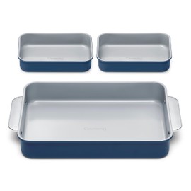 Caraway Nonstick Rectangle Baking Pan Set – 2x 9" x 6.5" & 1x 9" x 13" - Non-Toxic, PTFE & PFOA Free – Aluminized Steel Core – Deep Ceramic Baking Pan for Casseroles, Lasagna & More - Navy