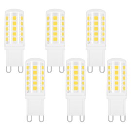 Akynite G9 LED Bulbs 4W Cool White 6000K, Equivalent to Bi Pin Halogen Bulb G9 33W 40W, 400LM, AC220-240V, G9 LED Capsule Bulb Daylight White, Not Dimmable, No Flicker, 6 Pack