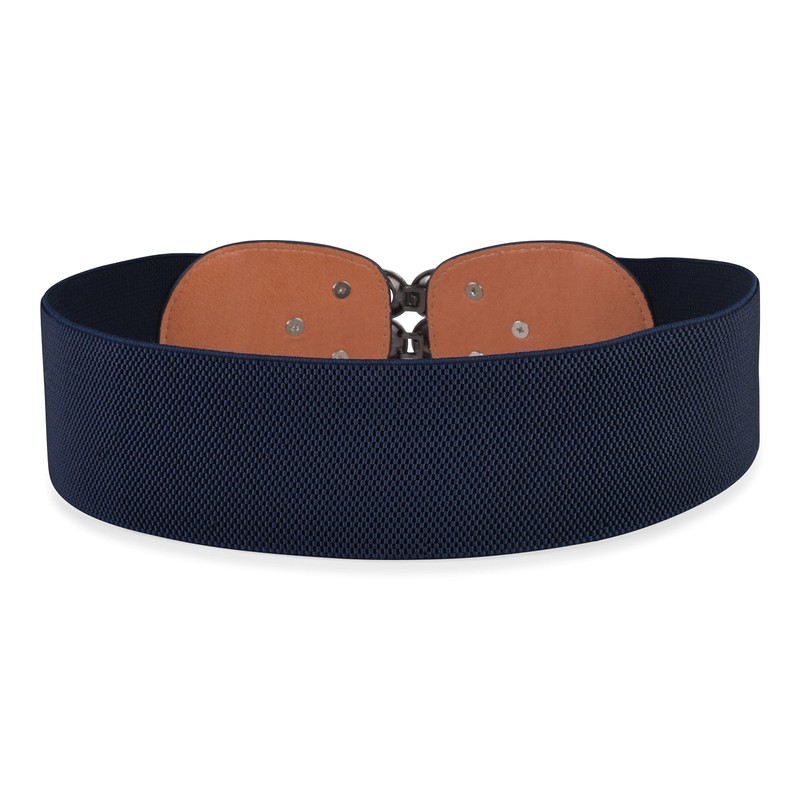 BlackButterfly Stretchy Vintage Waspie Elastic Buckle Waist Belt, midnight blue