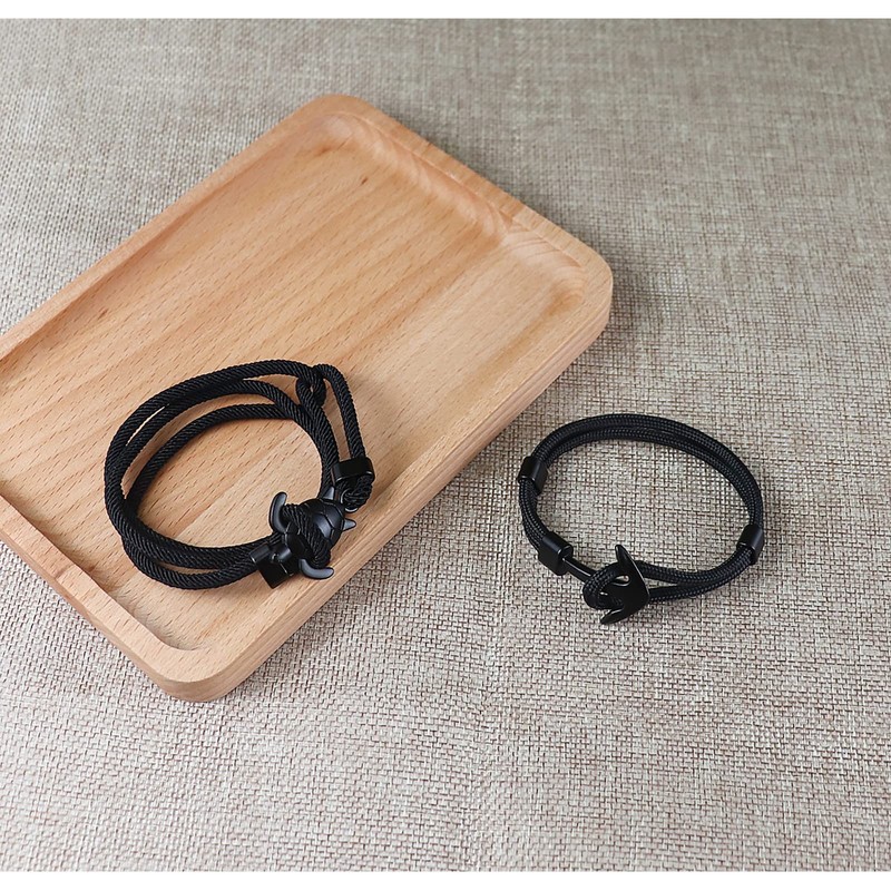 KOEDLN Shark Tail Anchor Turtle Hook Bracelet Nylon Polyester Rope