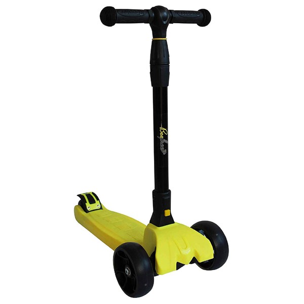 Bee Free 3 Wheel Kick Scooter for Toddlers and Kids, Adjustable Handlebars, Light Up LED Wheels, Foldable, Rear Foot Brake, Wide Stable Deck, Boys and Girls Ages 2-5, Up to 100 LBS, Yellow