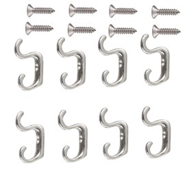 Dorytop 8-Pack Jewelry Hooks, Mini Small Hooks Necklace Hook Door Hook Drawer Hook Jewelry Box Makeup Caseswith 8 Screws