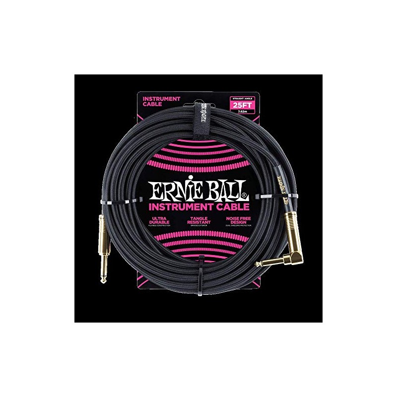 Ernie Ball - Cable trenzado para instrumentos, recto/acodado, 7,6 m,