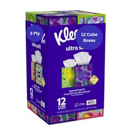 Ultra Soft Facial Tissues, 3-Ply, 85 Count, Cube Box Design, 12 Pack