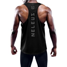 NELEUS Men's 3 Pack Dry Fit Athletic Muscle Tank Workout Gym Shirt,5031,Black,Grey,White,3XL