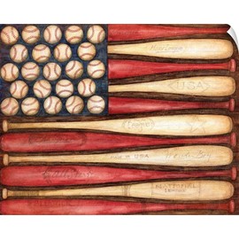 CANVAS ON DEMAND Baseball Flag Wall Decal, Baseball Artwork