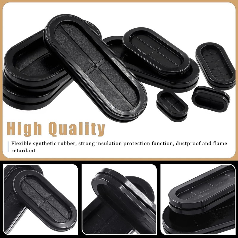 TA-VIGOR 4Pcs Oval Rubber Grommet, 46 x 23mm Double Sided