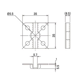 DAIDOHANT 10179586 Stainless Steel Fence Hardware [SUS304] (Length) 1.4 x Width 1.4 x Width 1.4 inches (35 x 35 x 6.5 mm) [M5 Pan Machine Screw, M5 Hex Nut] (Set of 1)