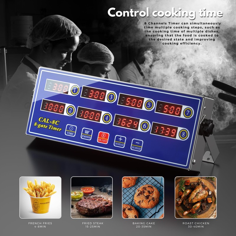 8 Channel Digital Kitchen Timer Clock Reminder Cooking Commercial Loud