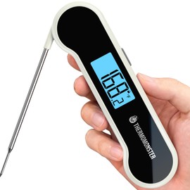 0.5 Sec Instant Read Meat Thermometer Digital with ±0.5℉ Precision, 100% Waterproof Auto Flip Bright LCD Screen, Motion Sensing Food Thermometer for Cooking Kitchen Oven Grill Candy BBQ, White