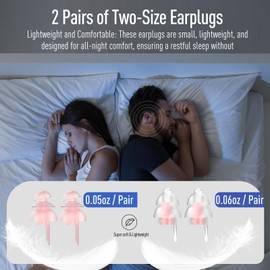 Hearprotek Sleeping Ear Plugs,2 Pairs Ear Plugs (32db & 30db) Ultra Soft Noise Reduction and Hearing Protection earplugs for Side Sleepers, snoring, Travel, Working, Safety (Pink)