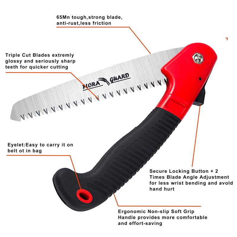 FLORA GUARD 7.7-Inch Folding Saw, Pruning Hand Saw with Triple-Cut