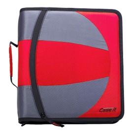 Case-it The Dual 2-in-1 Zipper Binder - Two 1.5 Inch D-Rings - Includes Pencil Pouch - Multiple Pockets - 600 Sheet Capacity - Comes with Shoulder Strap -Dual-101, Fire Engine Red