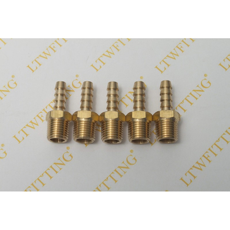 LTWFITTING Brass Barbed Fitting Coupler/Connector 1/4" Male BSPT x 1/4"(6mm)