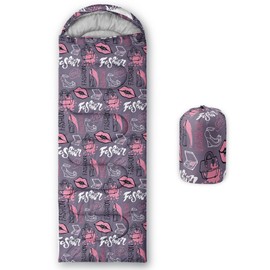 QOOMO Beauty Products Printed Camping Sleeping Bags,3 Season Warm & Cool Weather,Lightweight,Waterproof Sleeping Bags for Adults & Kids,Traveling,and Outdoors,Camping Gear Equipment, 31x90inch