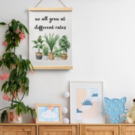 Ryeolo We All Grow At Different Rates Mental Health Wooden Poster Hanger Frame 12.5x17 Inch,Potted Plant Poster Hanger Frame For Home Therapy Office School Counseling,Therapy Office Wall Door Decor