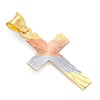14k Tri Color Gold Religious Cross Stamp Pendant