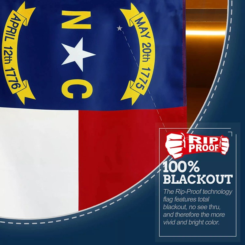 Anley Rip-Proof Double Sided 3-Ply North Carolina State Flag -