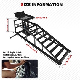 1 Pack Automotive Car Service Ramp Low Profile Car Lift Service Ramp Truck Trailer Garage, Height Hydraulic Vehicle Ramp Lift, Automotive Hydraulic Lift Repair Frame 11000lbs 5 Tons 5T (Balck)
