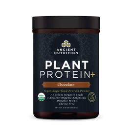 Ancient Nutrition Ancient Nutrition Plant Based Protein Powder, Plant Protein+, Chocolate, Organic Vegan Superfoods Supplement, 15g Protein Per Serving, Gluten Free, Paleo Friendly 12 Serving