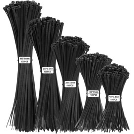 500 PCS Cinchos de Plastico,Bridas para Cables para Electricidad,Ancho 3.6mm,10/15/20/25/30cm,Bridas Multiusos, Cintillos de Plástico Nylon Autobloque