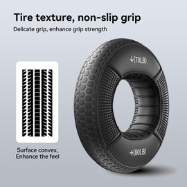 Professional 70-80LB Heavy Duty Hand Grip Strengthener - Black Anti-Slip Tire Texture Grip Trainer for Hand Forearm Workout, Physical Therapy, Gym & Office Stress Relief