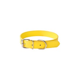 Azinoo Yellow Leather Dog Collar for Small,Medium, Large Dog, (Wide: 0.95'' for Dog's Neck: 13''~18'', Yellow, L)