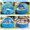 Foldable Kiddie Pool with Removable Canopy, 47in Portable Kids Swimming