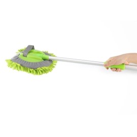 Geartronics 2-in-1 Car Wash Mop Mitt 44" Long Handle Chenille Microfiber Car Wash Dust Brus#