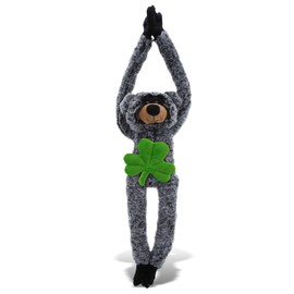 DolliBu Soft Long-Arms - Black Bear Stuffed Animal with Green Plush Shamrock, Fun St Patricks Day Stuffed Animal, Cute Green Shamrock Plush, Good Luck St Patricks Day Toys for Kids, Baby - 21 Inches
