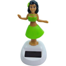Green Solar Powered Dancing Hula Girl Dashboard Decorations Swinging Bobbleheads Toy Collection Figurines for Auto Interior Home Decor Science Kits and Toys