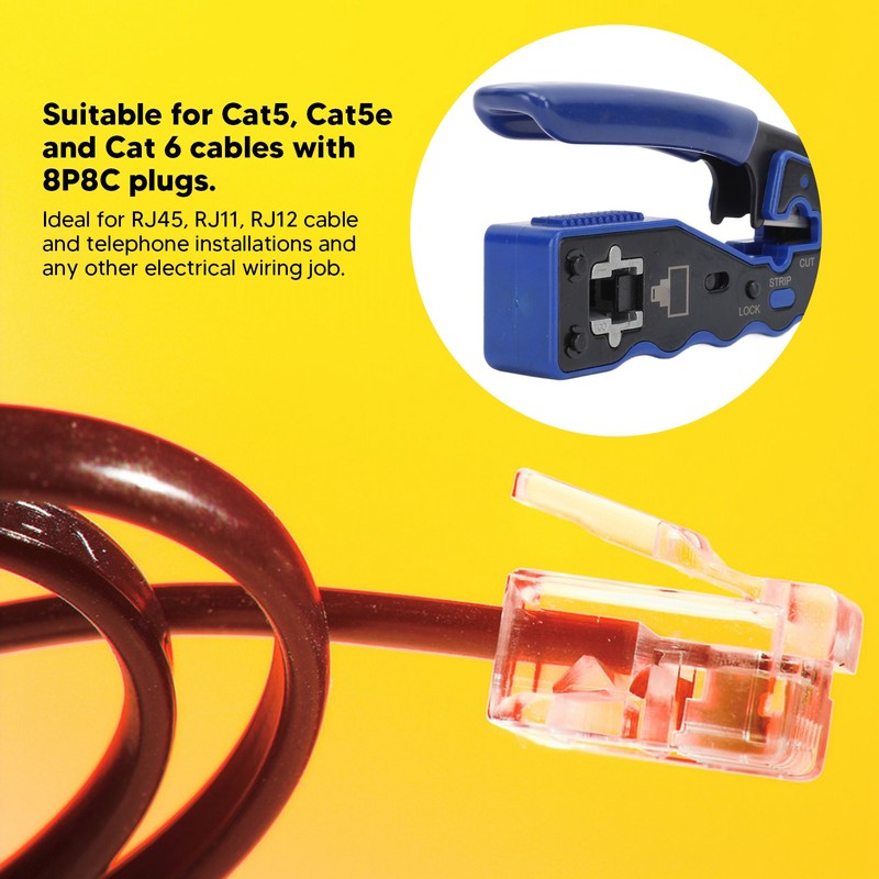 Pass Through Ethernet Crimper RJ45 CAT6 Through Hole Pass Through