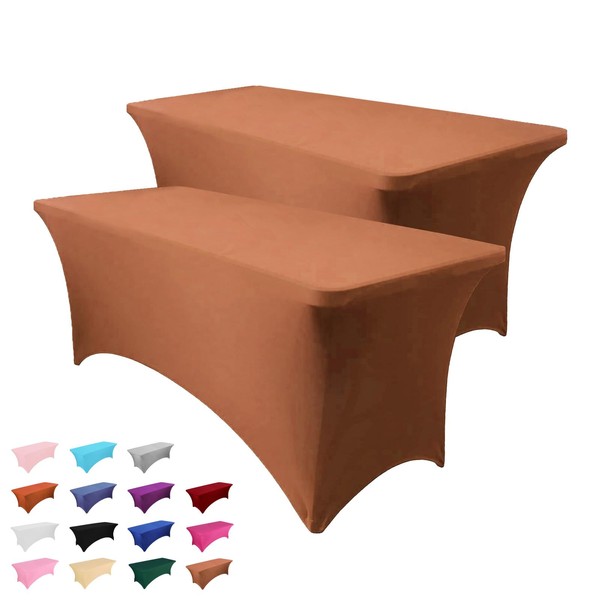 Heochy 2 Pack 6FT Brown Table Cloth for Rectangle Table