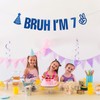 Bruh I'm 7 Banner Blue Glitter 7th Birthday Party Bunting