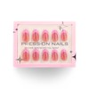 Pink French Tip Press on Nails Short Almond Fake Nails