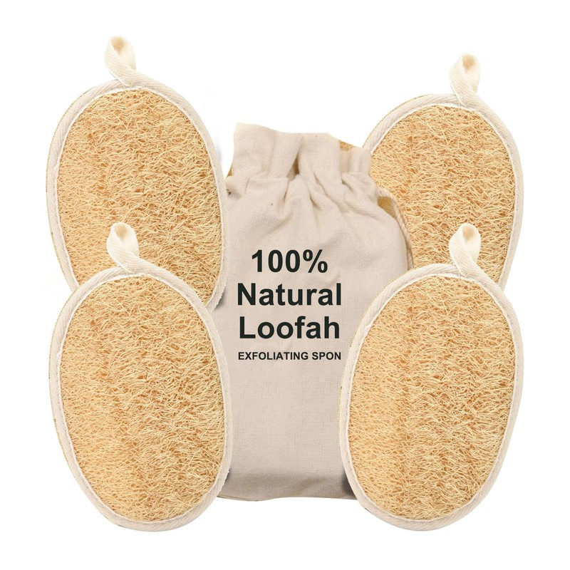 Esponja de luffa natural exfoliante corporal (4 unidades), hecha de