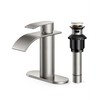 FORIOUS Waterfall Bathroom Faucet 1 Hole, Brushed Nickel Single Handle