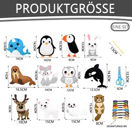 agogue Kinder Nähset, DIY Tierformen Filz Nähset, Filztiere Nähen Set, für Anfänger Kinder, Animals Sewing Kit - Polartier