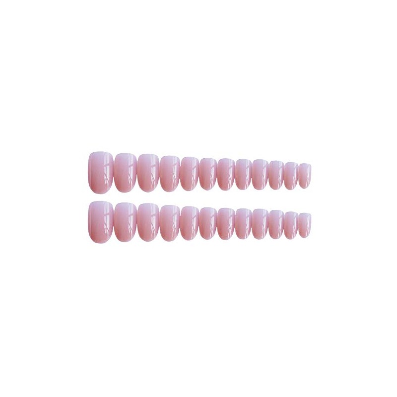 Style Nail Tips, Cute, Pink, Handmade, Plain, 24 Pieces, School