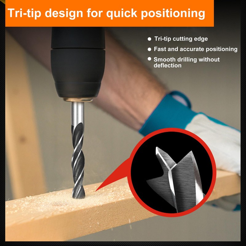 Foyscr 10 Piece 6mm Brad Point Wood Drill Bits, Professional