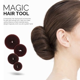 Hair Donut Bun Maker, FANDAMEI Hair Bun Shaper Set with 20 pcs Invisible Hair Nets for Bun, 4pcs Donut Bun Maker, 5 pcs Hair Elastic Bands, 20 pcs Hair Bobby Pins