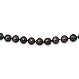 925 Sterling Silver 8-9mm Black Freshwater Cultured Pearl Necklace